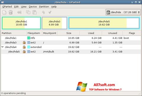 Screenshot GParted for Windows 7