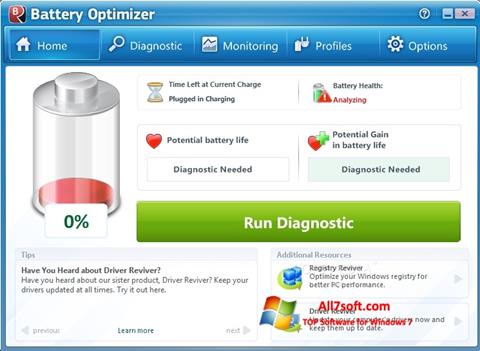 Screenshot Battery Optimizer for Windows 7