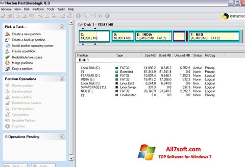 Screenshot Norton Partition Magic for Windows 7