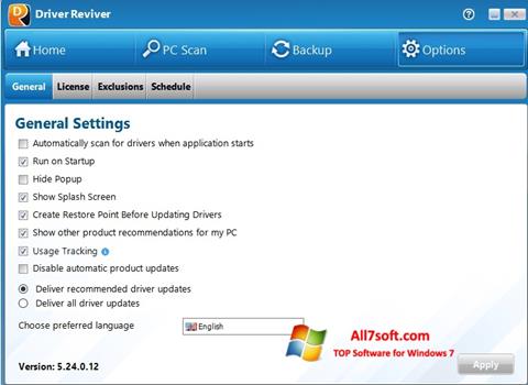 Screenshot Driver Reviver for Windows 7