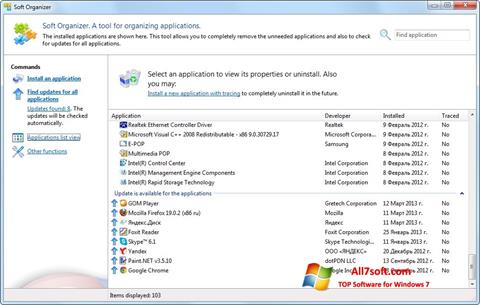 Screenshot Soft Organizer for Windows 7