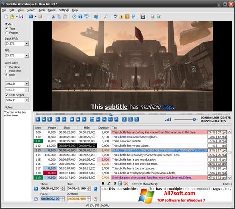 Screenshot Subtitle Workshop for Windows 7