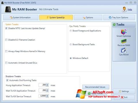 Screenshot Mz RAM Booster for Windows 7