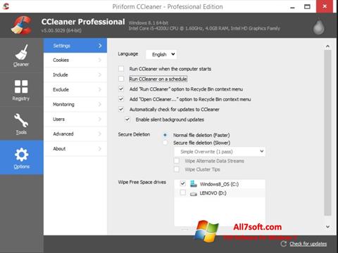 Screenshot CCleaner for Windows 7
