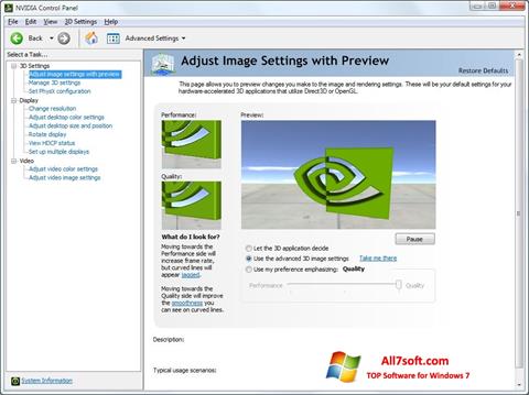 Screenshot NVIDIA ForceWare for Windows 7