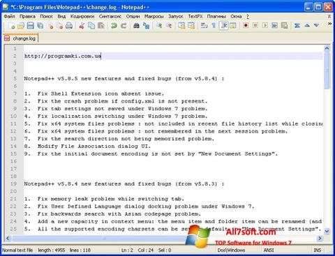 Screenshot Notepad++ for Windows 7