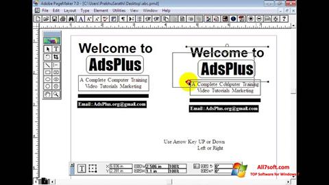 Screenshot Adobe PageMaker for Windows 7
