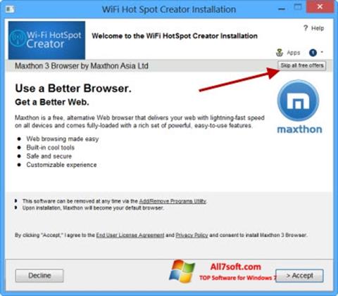 Screenshot Wi-Fi HotSpot Creator for Windows 7