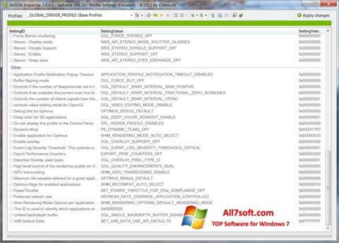 Screenshot NVIDIA Inspector for Windows 7