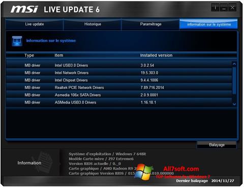 Screenshot MSI Live Update for Windows 7