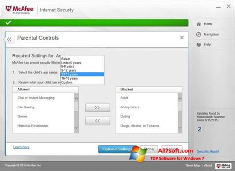 Screenshot McAfee Internet Security for Windows 7