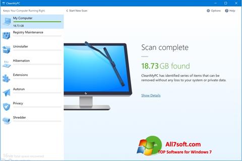 Screenshot CleanMyPC for Windows 7