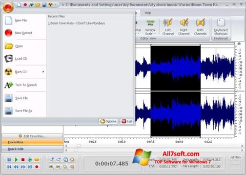 Screenshot Free Audio Editor for Windows 7