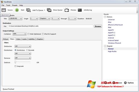 handbrake 1.0.7 settings windows 7 64 bit not working