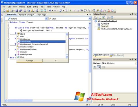 Screenshot Microsoft Visual Basic for Windows 7