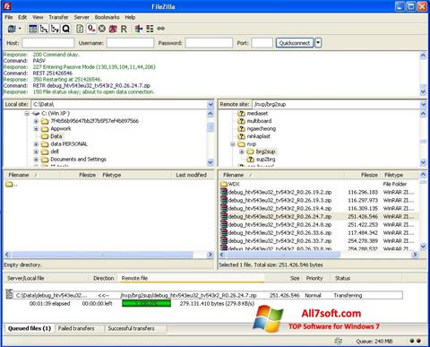 Screenshot FileZilla for Windows 7