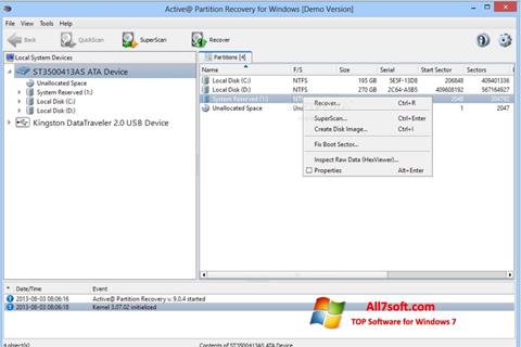 Screenshot Active Partition Recovery for Windows 7