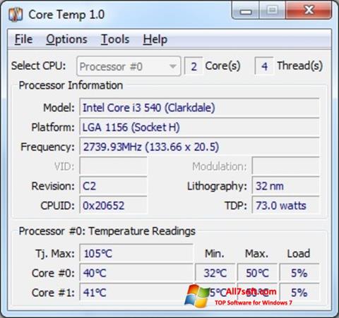 Screenshot Core Temp for Windows 7
