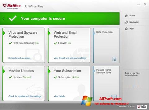 Screenshot McAfee AntiVirus Plus for Windows 7