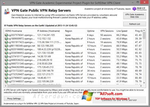 Screenshot VPN Gate for Windows 7