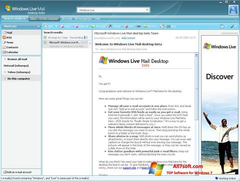 Screenshot Windows Live Mail for Windows 7