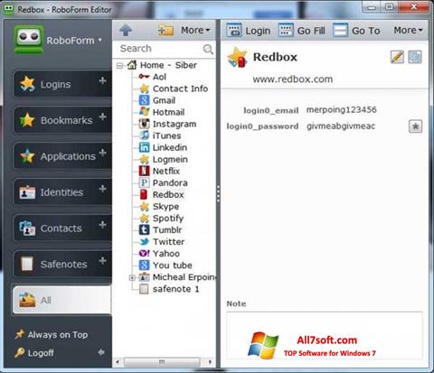 Screenshot RoboForm for Windows 7