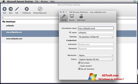 Screenshot Microsoft Remote Desktop for Windows 7