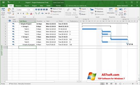 Screenshot Microsoft Project for Windows 7