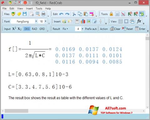 Screenshot RedCrab Calculator for Windows 7