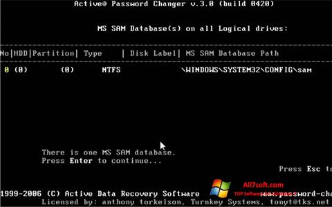 Screenshot Active Password Changer for Windows 7