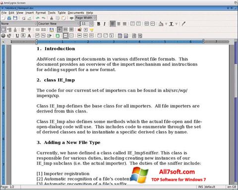 Screenshot AbiWord for Windows 7