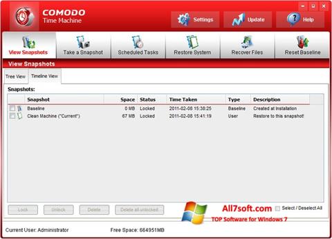 Screenshot Comodo Time Machine for Windows 7