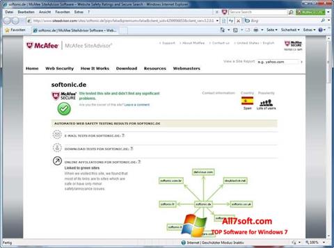 Screenshot McAfee SiteAdvisor for Windows 7