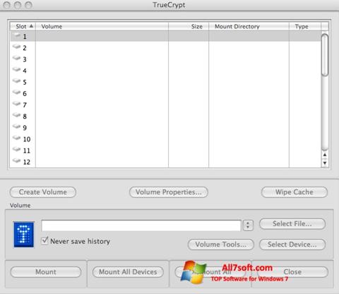 Screenshot TrueCrypt for Windows 7
