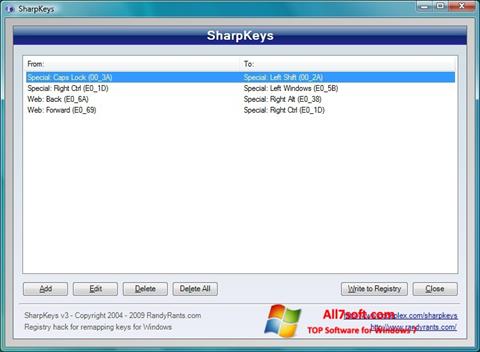 Screenshot SharpKeys for Windows 7