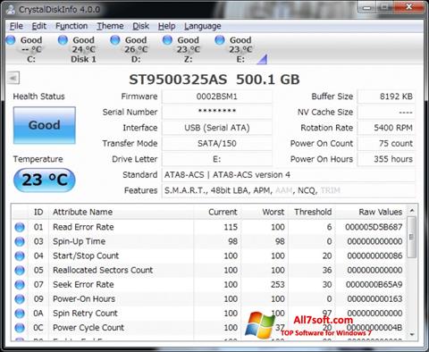 Screenshot CrystalDiskInfo for Windows 7