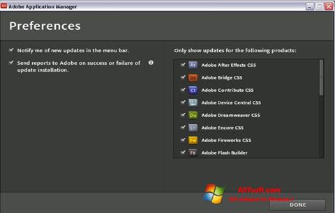 Screenshot Adobe Application Manager for Windows 7