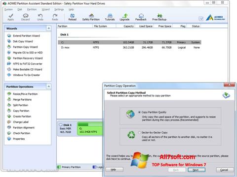 Screenshot AOMEI Partition Assistant for Windows 7