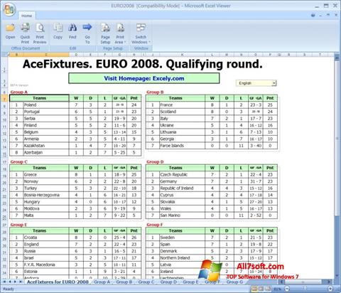 Screenshot Excel Viewer for Windows 7