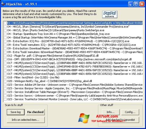 Screenshot HijackThis for Windows 7