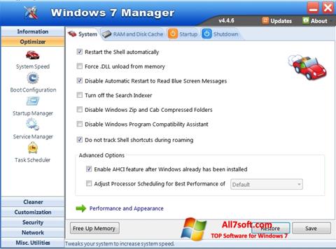 Screenshot Windows 7 Manager for Windows 7