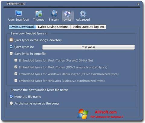 Screenshot Minilyrics for Windows 7
