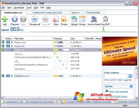 Screenshot Download Accelerator Plus for Windows 7