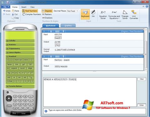 Screenshot Microsoft Mathematics for Windows 7