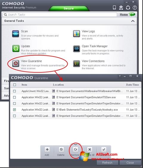 Screenshot Comodo Internet Security for Windows 7