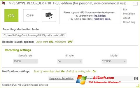 Screenshot MP3 Skype Recorder for Windows 7