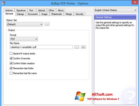 Screenshot BullZip PDF Printer for Windows 7