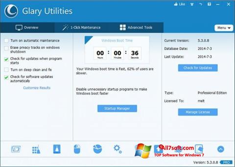 Screenshot Glary Utilities Pro for Windows 7