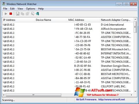 Screenshot Wireless Network Watcher for Windows 7