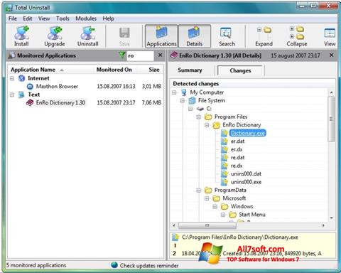 Screenshot Total Uninstall for Windows 7